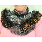 Hand knit in one piece soft infinity shoulder wrap adornment with multiple stitch and color textures. Winter scarf. - Robin Boutique-Boutique    &.  Reloved Fabrics