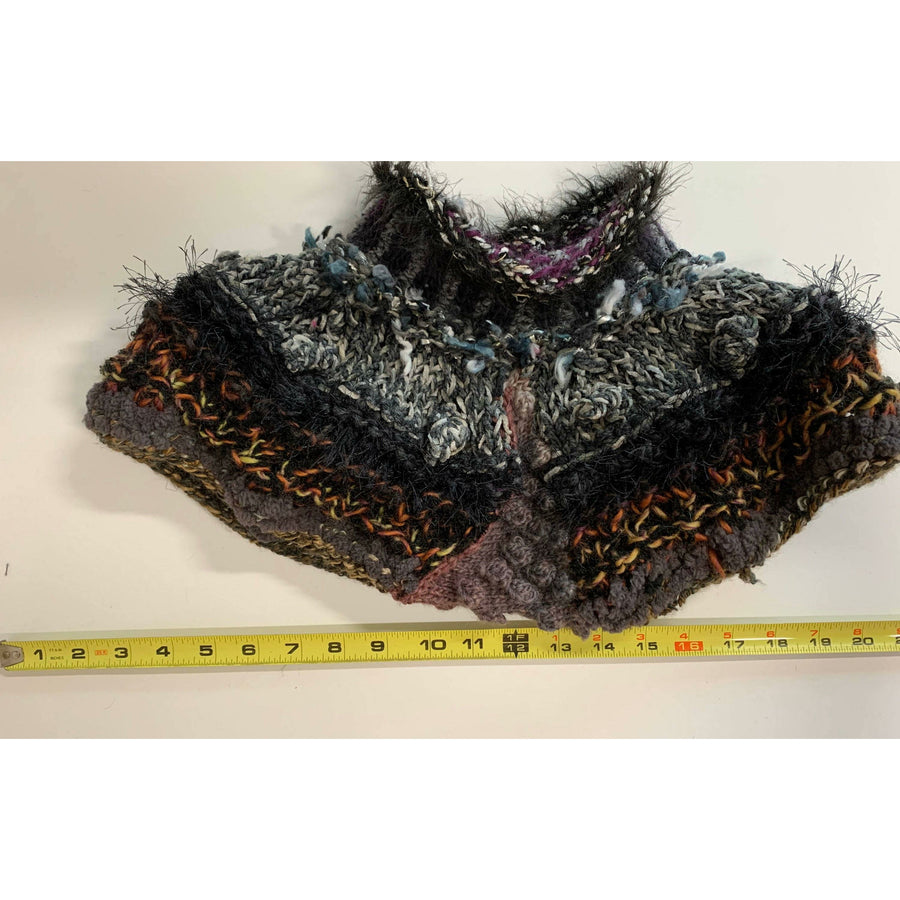 Hand knit in one piece soft infinity shoulder wrap adornment with multiple stitch and color textures. Winter scarf. - Robin Boutique-Boutique    &.  Reloved Fabrics