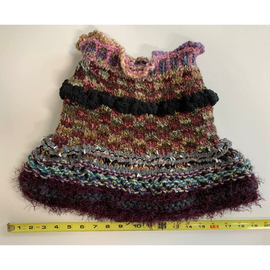 Long Hand knit in one piece soft infinity scarf adornment with multiple stitch and color changes. Winter scarf. - Robin Boutique-Boutique    &.  Reloved Fabrics