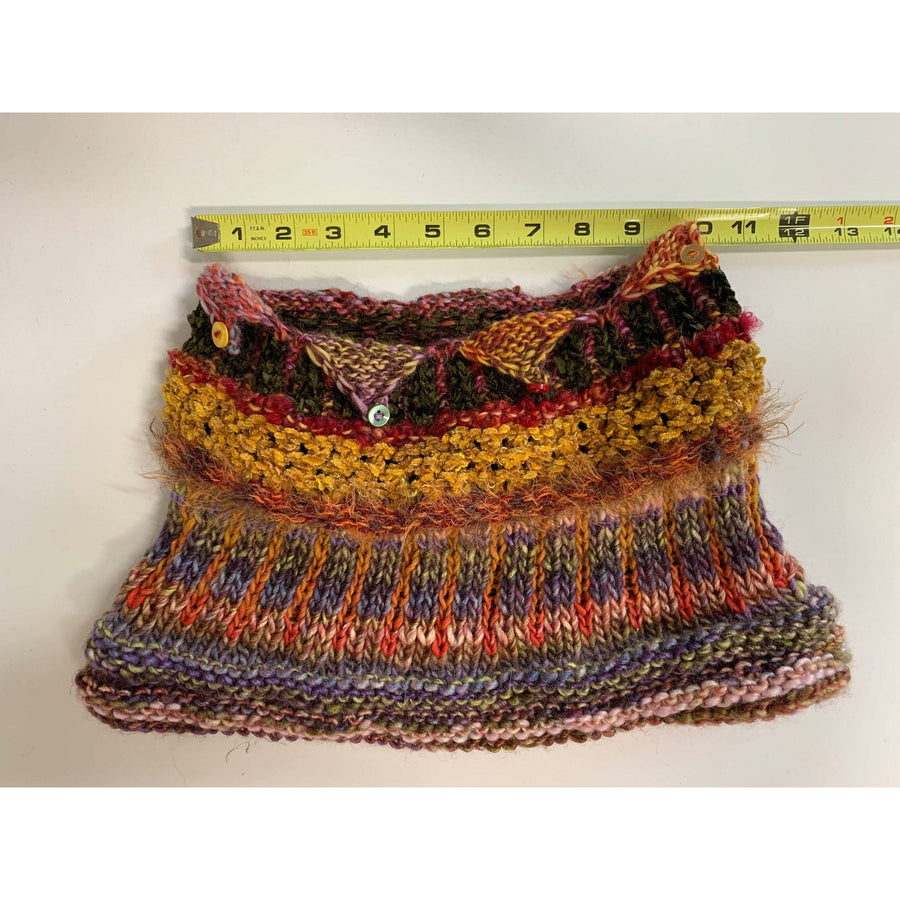 Hand knit soft infinity scarf shoulder wrap adornment with multiple stitch and color textures - Robin Boutique-Boutique    &.  Reloved Fabrics