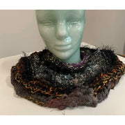 Hand knit in one piece soft infinity shoulder wrap adornment with multiple stitch and color textures. Winter scarf. - Robin Boutique-Boutique    &.  Reloved Fabrics
