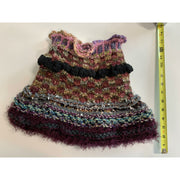 Long Hand knit in one piece soft infinity scarf adornment with multiple stitch and color changes. Winter scarf. - Robin Boutique-Boutique    &.  Reloved Fabrics
