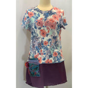 Womens upcycled repurposed knit shirt top with side pocket in rainbow colors in size Large - Robin Boutique-Boutique 