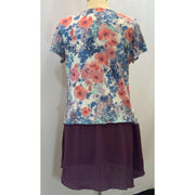 Womens upcycled repurposed knit shirt top with side pocket in rainbow colors in size Large - Robin Boutique-Boutique 