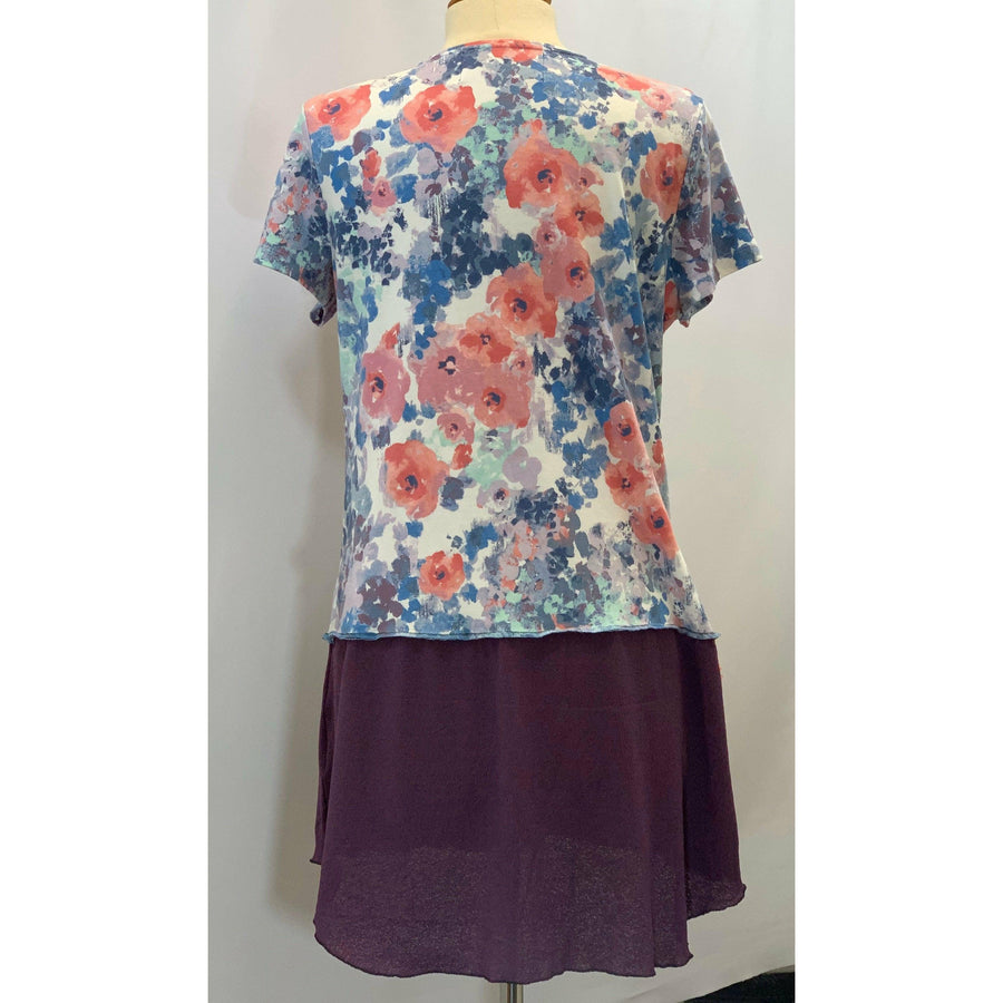 Womens upcycled repurposed knit shirt top with side pocket in rainbow colors in size Large - Robin Boutique-Boutique 