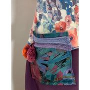 Womens upcycled repurposed knit shirt top with side pocket in rainbow colors in size Large - Robin Boutique-Boutique 