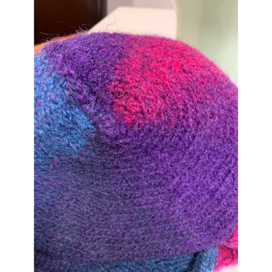 Felted hand knit lambs wool bomber style hat in muti colors. Major warmth. Perfect walking hat. Free shipping - Robin Boutique-Boutique    &.  Reloved Fabrics