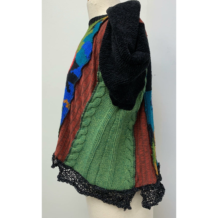 Fun cute Knit pullover swing crop style tunic jumper sweater in jewel tones. Size free. See measurements. No wool. - Robin Boutique-Boutique    &.  Reloved Fabrics