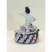 Whimsical fun vintage half porcelain doll trinket box. Handmade box with doll in her skirt for the topper. Wedding gift. Jewelry box. - Robin Boutique-Boutique 