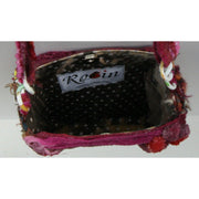 Pink birch bark Handbag purse  or wall hanger with fiber accents. Shoulder or cross body.