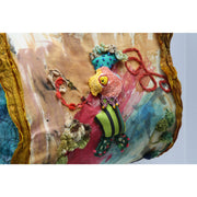 Hand painted sculptural stumpwork embroidery shoulder handbag purse with crochet accents - RelovedFabrics,Handbag - accessories, [product-vendor] - Robin, [shop-name] - robin.boutique