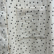 Short Sleeve Button Down Collar Shirt with Stars - Robin Boutique-Boutique 