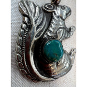 Handmade Silver Turquiose Squirrel Necklace - Robin Boutique