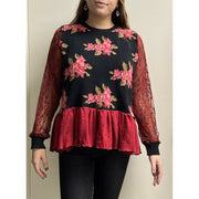 Repurposed Roses Long sleeve Sweater Size Large - Robin Boutique-Boutique    &.  Reloved Fabrics