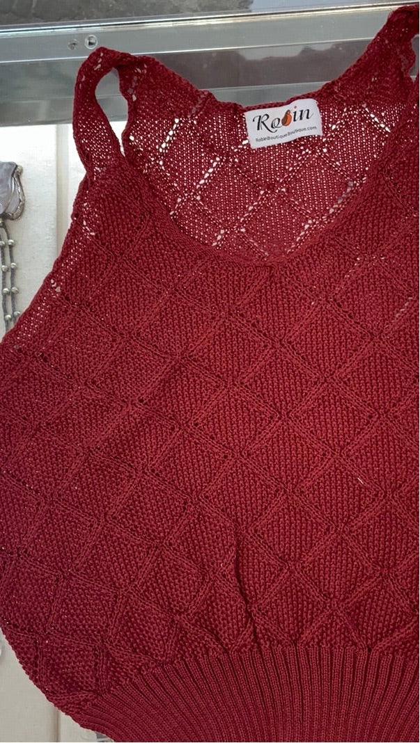 Lattice Fine Knit Sleeveless Top - Robin Boutique-Boutique 