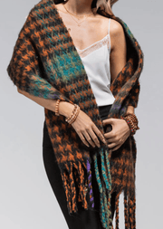Oversized warm and soft acrylic oblong scarf with tassel fringes - Robin Boutique-Boutique 