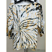 Tye-Dye Black Swirl Top with Burnout and Irregular Hem - Robin Boutique-Boutique 