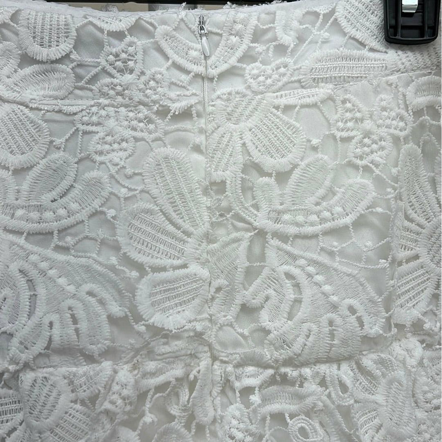 White Pearl, Lace and Embroidered Mini Skirt by Beulah - Robin Boutique-Boutique 